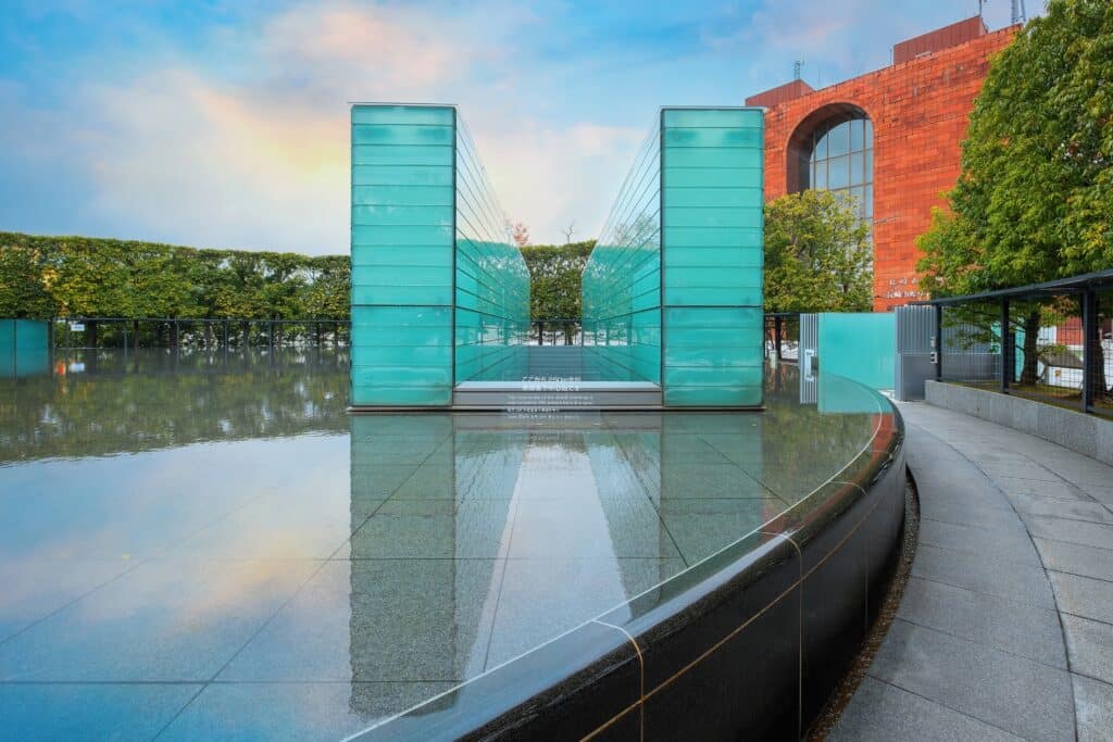 Hypocenter memorial monument near the Nagasaki Atomic Bomb Museum
