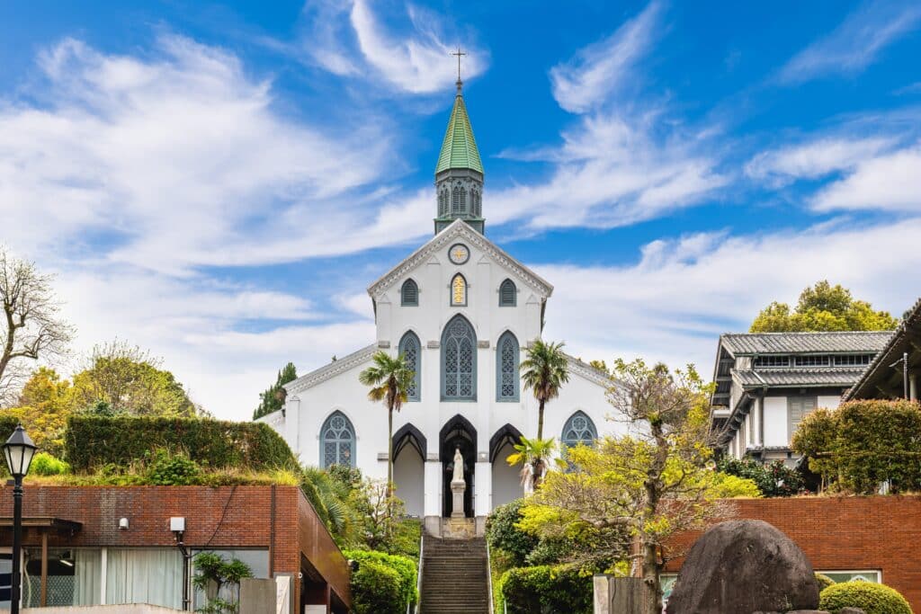 Historic Oura Church with Gothic architecture in Nagasaki Japan