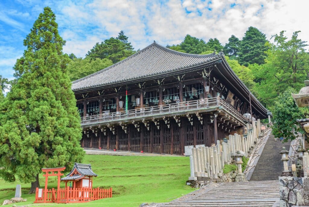 Nigatsu-do Temple on the hillside of Todai-ji in Nara, Japan