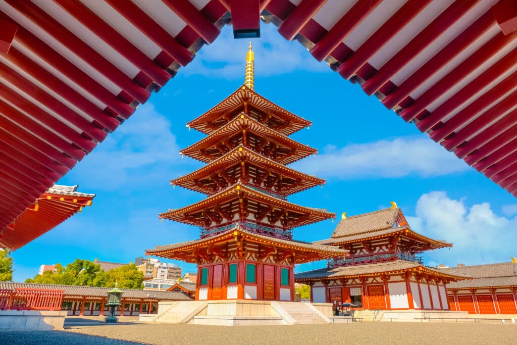 Five-story pagoda at Shitenno-ji Temple in Osaka