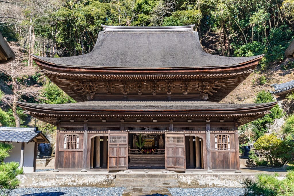 Traditional wooden temple building at Engakuji in Kamakura
