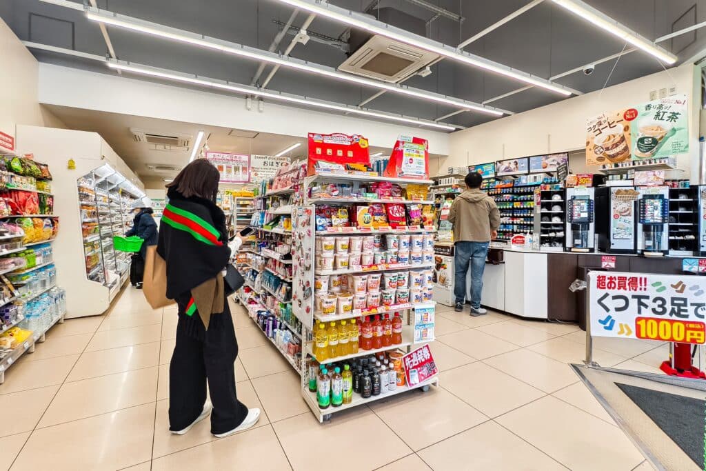 Convenience store in Japan with snacks, drinks and everyday essentials