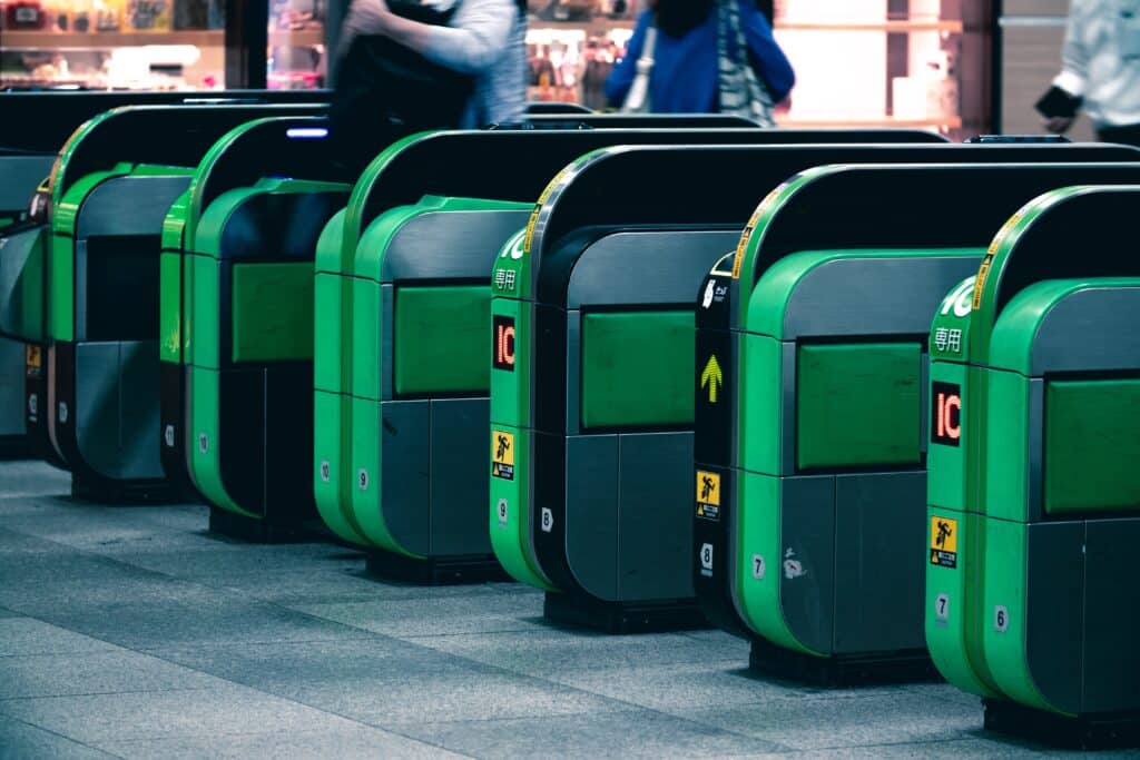 Automatic ticket gates at a train station in Japan