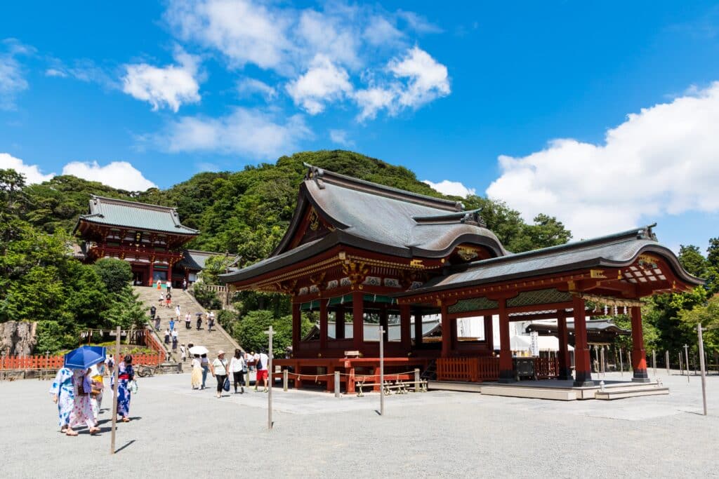 Tsurugaoka Hachimangu shrine buildings in Kamakura