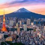 Tokyo skyline with Mount Fuji in Japan