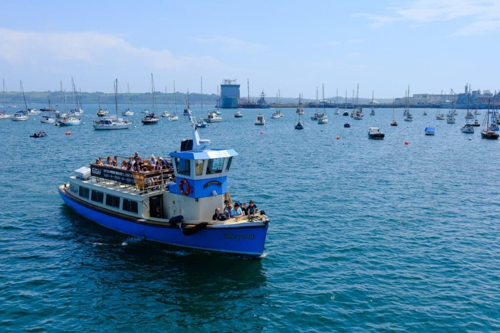 Passenger ferry crossing Falmouth harbour in Cornwall