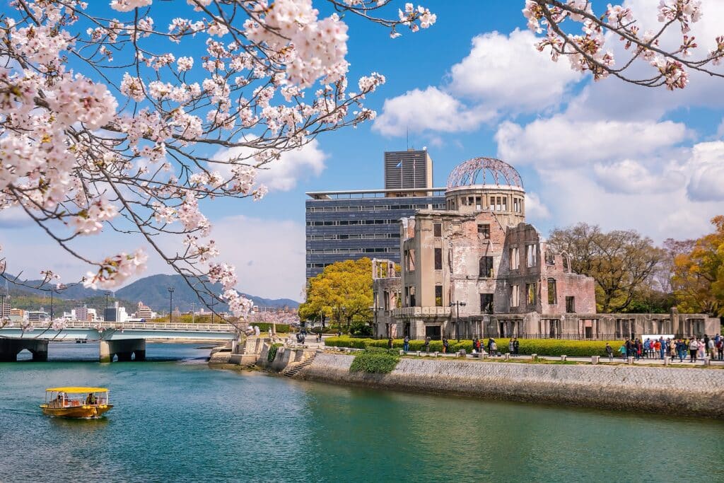 Atomic Bomb Dome beside the river in Hiroshima, Japan