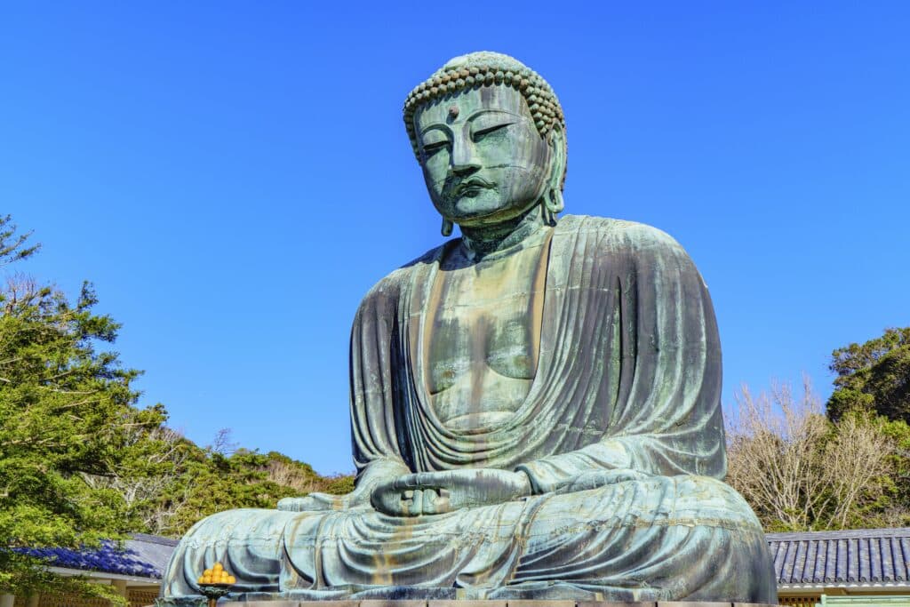 Great Buddha of Kamakura, a large bronze seated Buddha statue at Kotoku-in Temple in Japan
