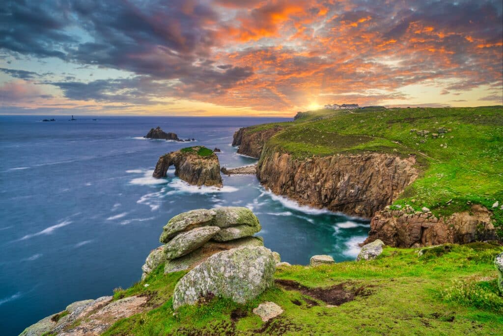 Dramatic coastal cliffs near Land's End in Cornwall